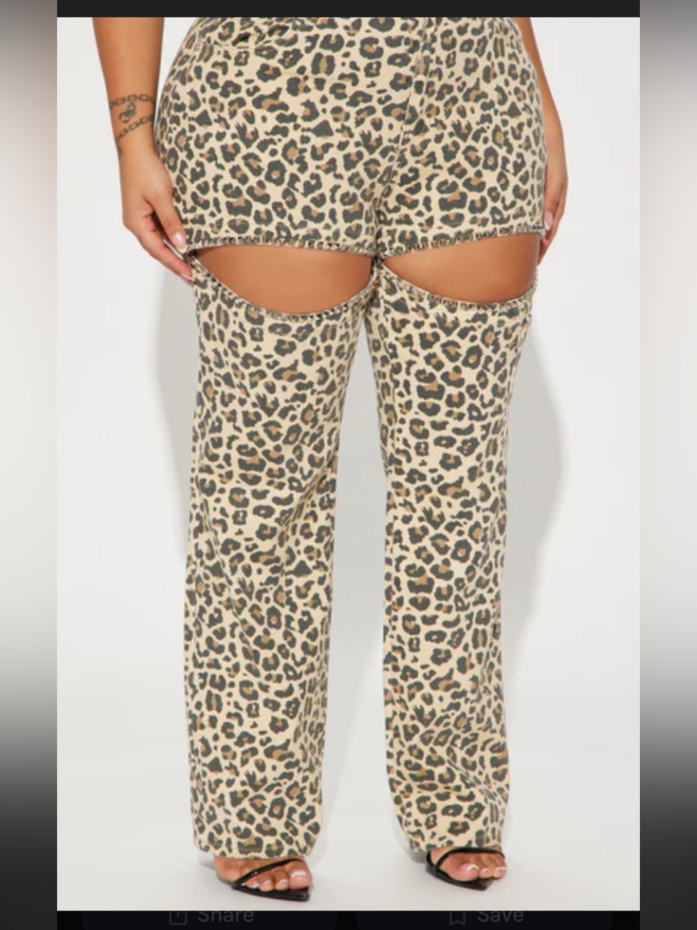 Fashion Nova Taupe Leopard Cut-Out Wide Leg Pants - Picture 2 of 4